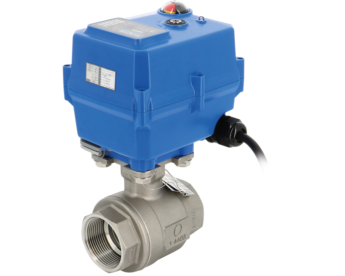 2 piece ball valve 715XS + TCR-NKT electric actuator capacitor return